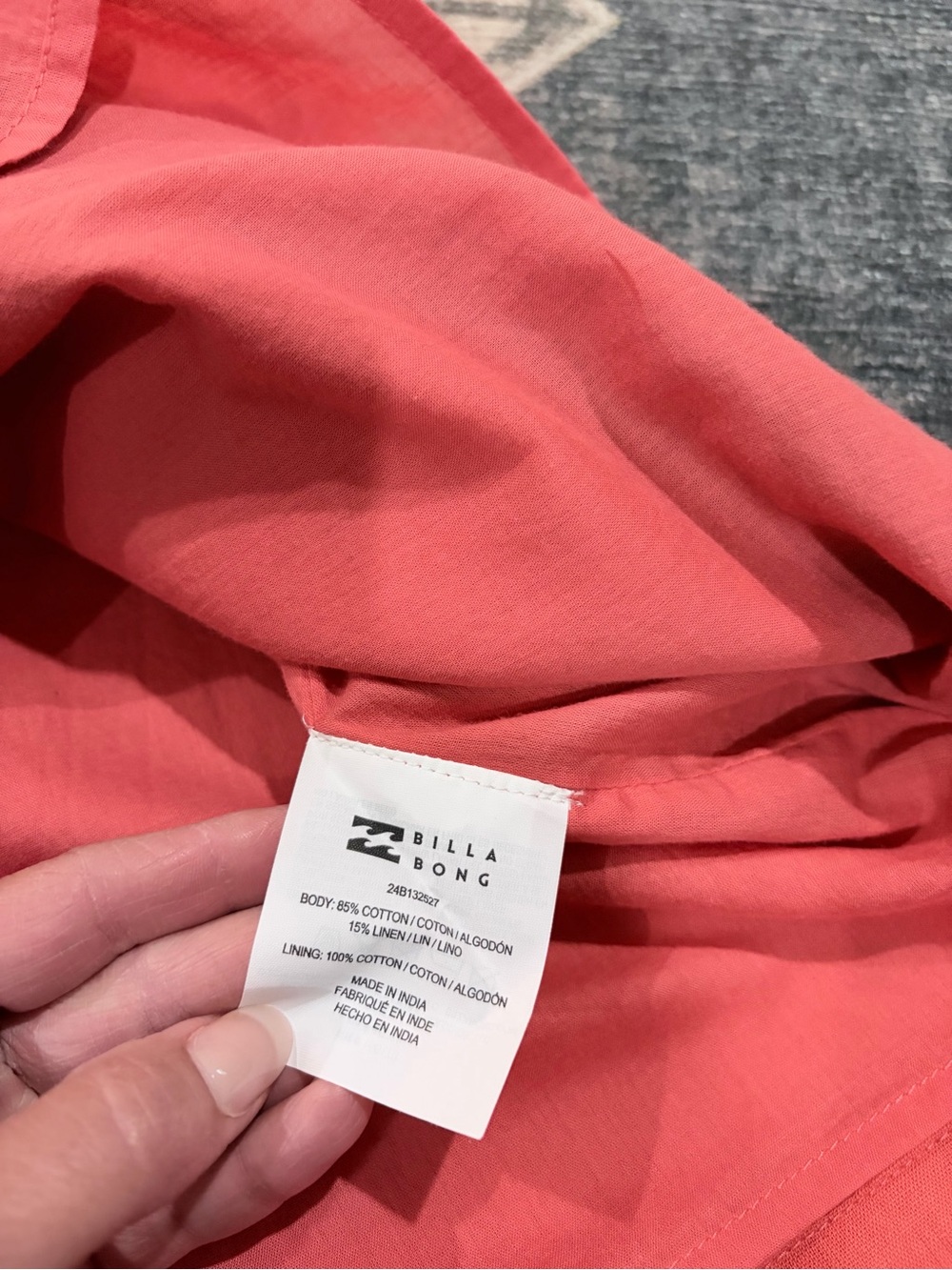 NWT -Billabong Women’s Coral Linen Blend Strapless Beach Dress with Palm Print - Picture 6 of 7